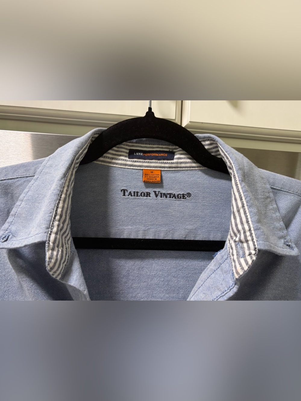 Tailor Vintage Light Blue Chambry Men's Casual Button-Down Shirt M
